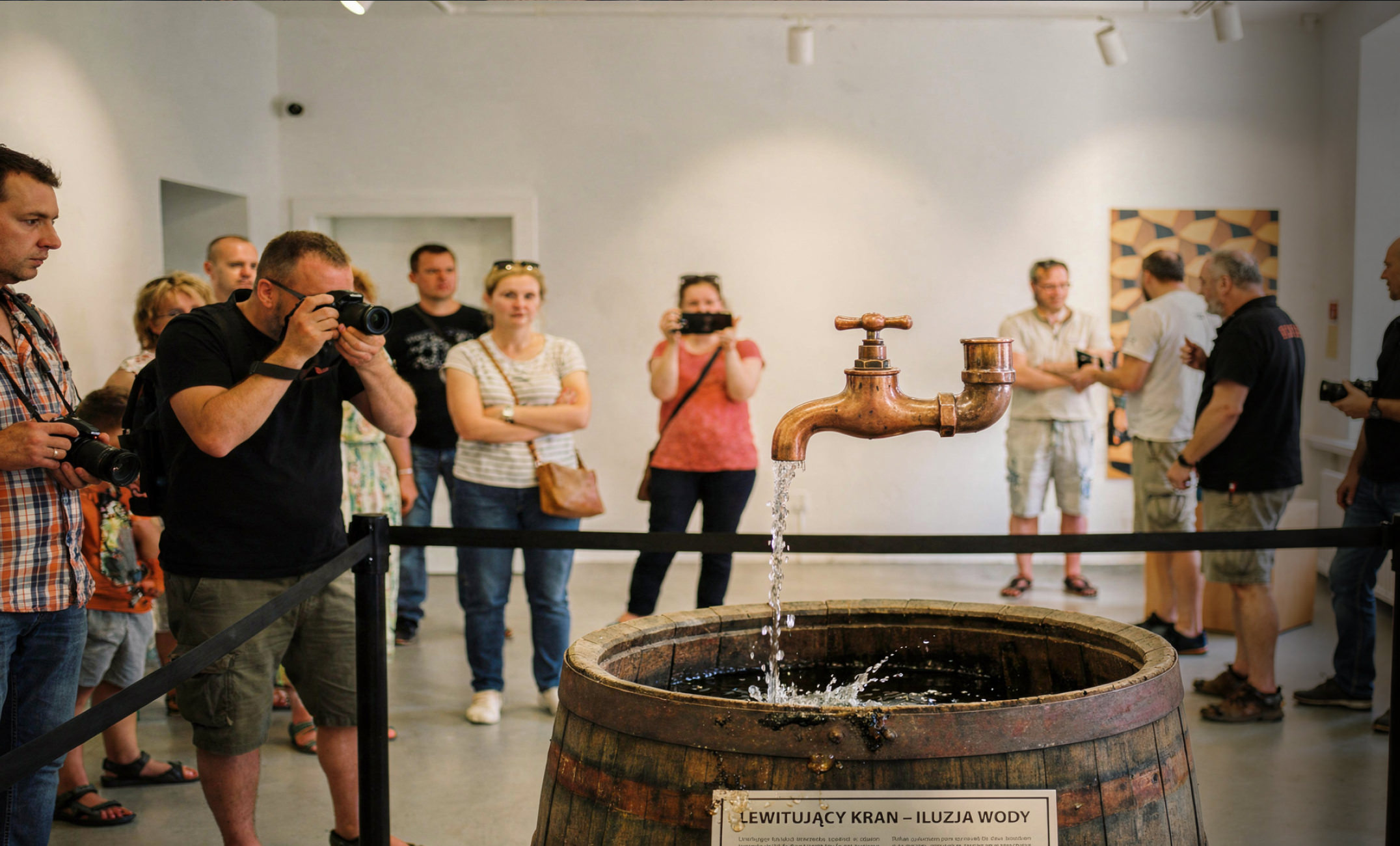 Lewitujący kran w muzeum iluzji Mielno – niesamowita iluzja wody płynącej z powietrza